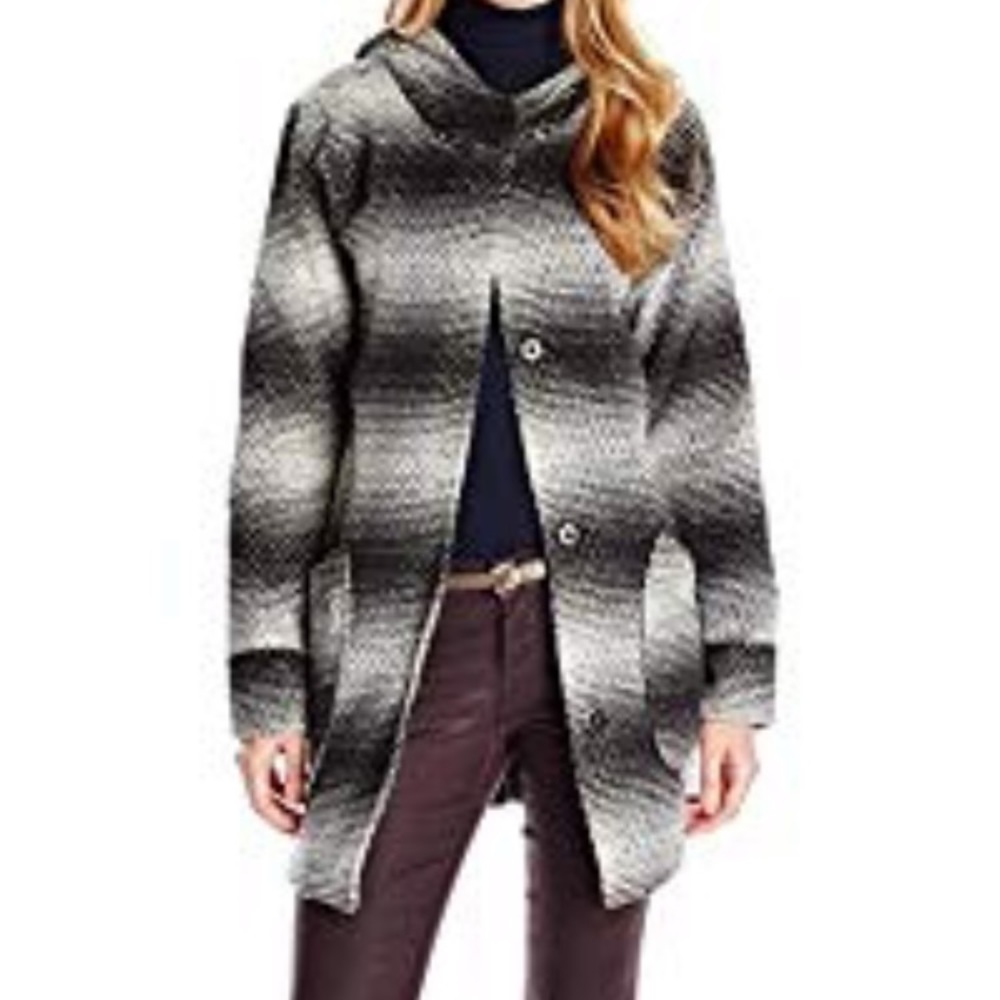 SANCTUARY black and white plaid hooded coat M